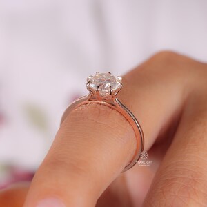eight prong diamond ring, lab grown diamond ring