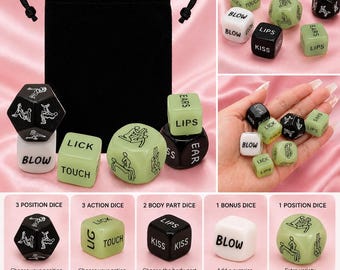 Juego de dados que brilla en la oscuridad para citas románticas: Regalo romántico para parejas