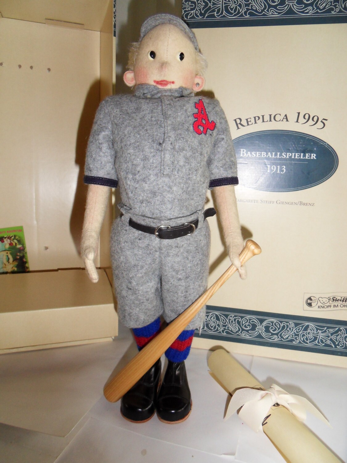 コレクション Steiff Replica 1995 Baseball Plyer Steiff Doll Baseball Player Limited Ed. of 1200 All Ids Made in