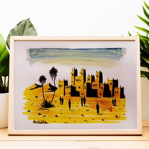 Arte marocchina nascosta con pigmenti naturali – Tè, zafferano e indaco – Pittura segreta rivelata dal calore su carta – Arte originale fatta a mano