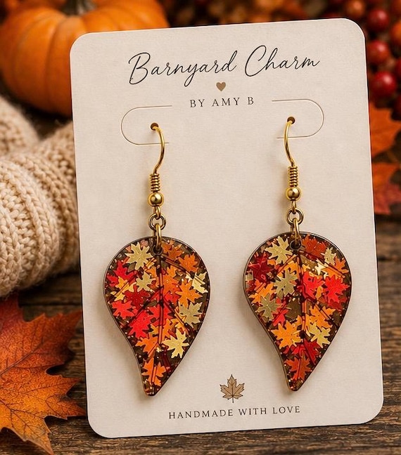 19 Fall Earrings With Leaves, Acorns and Pumpkins 15 Maple Confetti Earrings