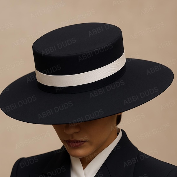 Handmade Black Wool Felt Top Hat – Melania Trump Inspired  display picture 3