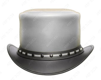 Nietenbesetzter Lederzylinder: Steampunk-, Gothic- und viktorianisches Cosplay-Accessoire
