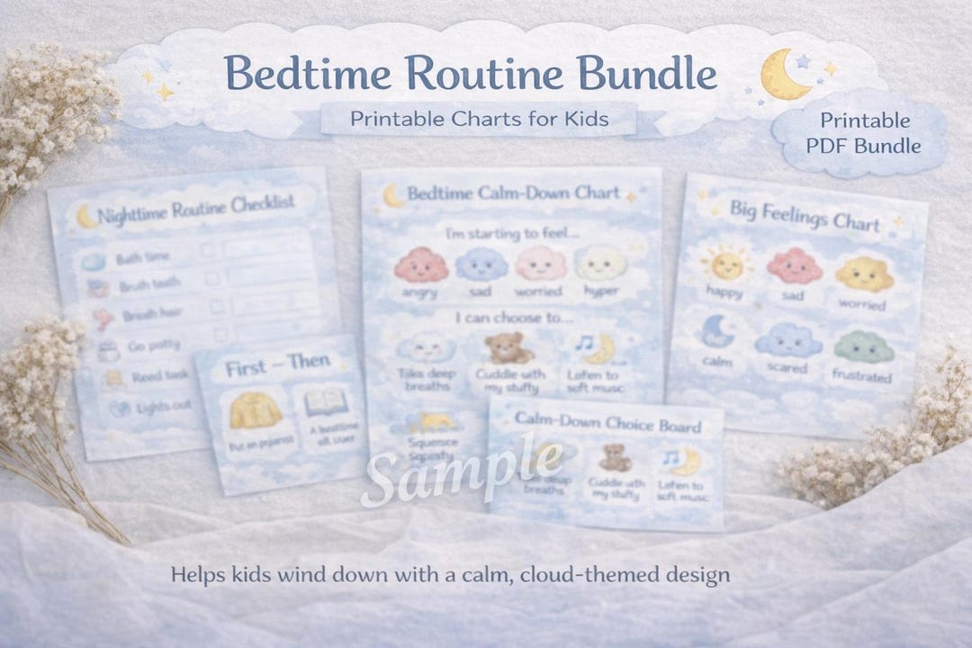 Kids Bedtime Routine Chart | Calm Down Toolkit, Visual Supports ...