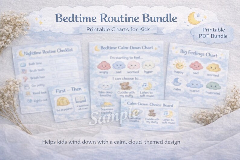 Bedtime Routine Color Kids Bedtime Routine Chart | Calm Down Toolkit, Visual Supports ...