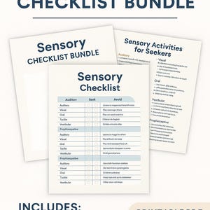 Complete Sensory Bundle | Checklist + Activity Guides for Seekers & Avoiders | Visual Supports for Sensory Processin