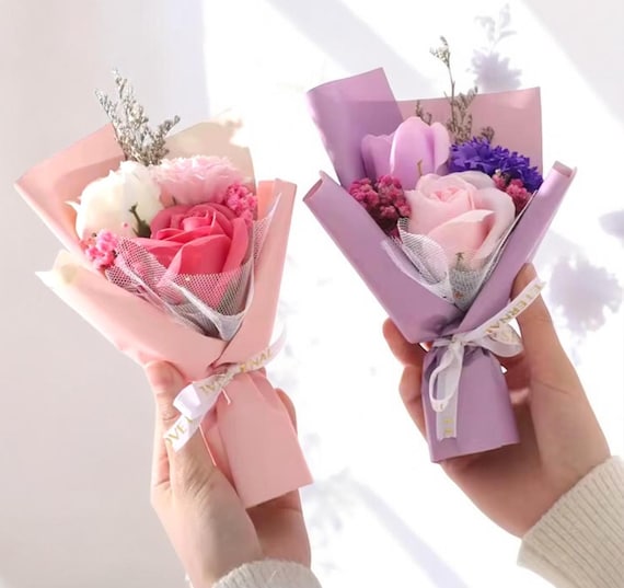 Mini Eternal Rose Bouquet, Artificial Soap Flowers, Small Rustic Flower Arrangement, Gift for Her, Wedding Favor,Mother’s Day, Birthday Gift