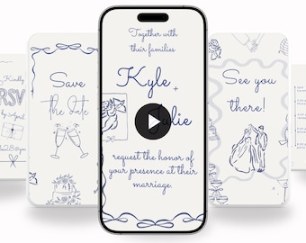 Doodle Wedding Video Invitation Template: Animated Digital Invite (Editable)