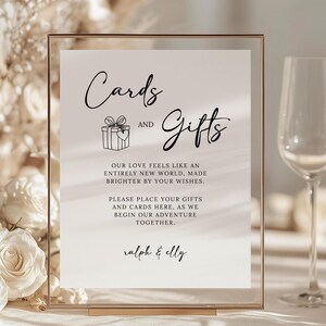 Cards and Gifts Wedding Sign Printable, Minimalist Wedding Sign Template, Classic Reception Table Sign, Modern Wedding Decor