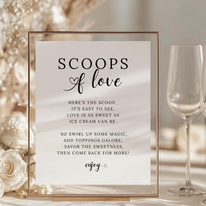 Scoops of Love Wedding Sign: Ice Cream Bar Printable (5x7 & 8x10) (Digital Download)