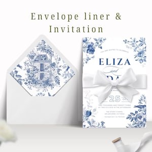 Blaue Chinoiserie Hochzeit Umschlag Liner Vorlage (digitaler Download)