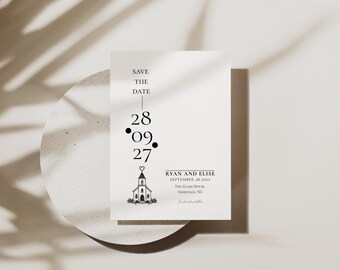 Modern Black and White Save the Date Card Template Minimalist Wedding Announcement Editable Printable Save the Date Design