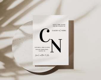 Elegant Black and White Save the Date Template Minimalist Wedding Save the Date Card Editable Modern Wedding Invitation