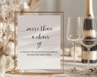 Memory Chair Wedding Sign Printable In Memory of Loved One Wedding Seat Sign, Memorial Chair Sign for Ceremony, Remembrance Wedding Decor