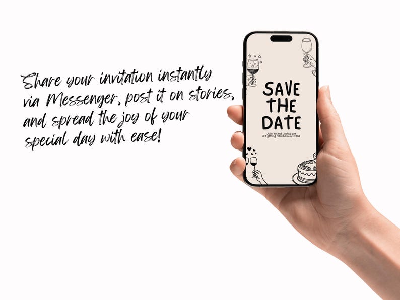 Whimsical Hand-Drawn Wedding Video Invitation Template (Digital Invite) image 3