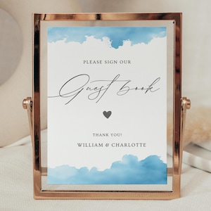 Dusty Blue Guestbook Sign Template: Elegant Wedding Decor (Digital Download)