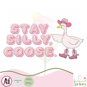Funny goose SVG, silly goose quote, retro sticker design, digital download, Cricut cut file, cute animal saying, printable wall art