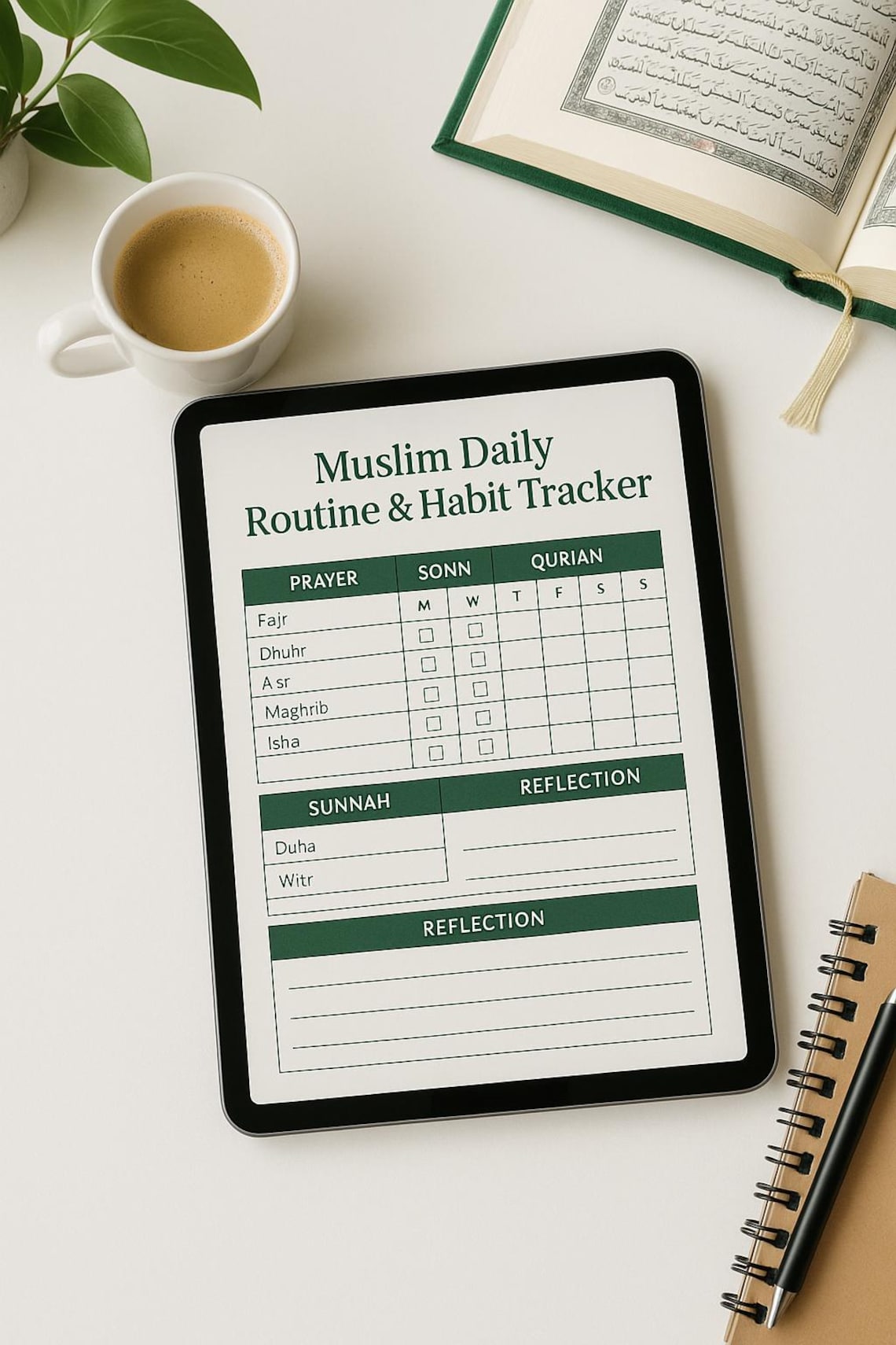 Muslim Daily Routine and Habit Tracker | Salah, Quran and Sunnah ...