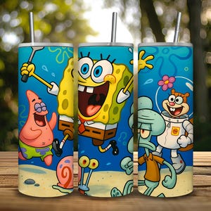 Spoonebob Cartoon Friends 20 oz Tumbler Wrap PNG | Niedliches Charakter Sublimations Design | Digitaler Download für Skinny Tumbler