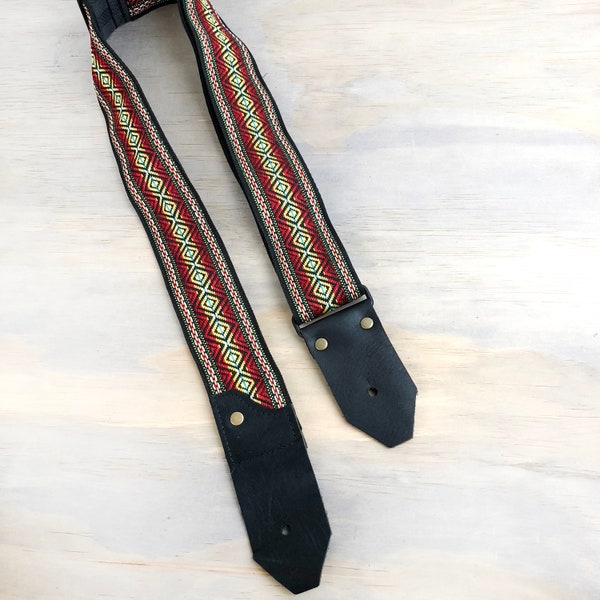 Guitar Strap Leather and Seat Belt Webbing - Hendrix Style