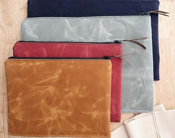 Waxed Canvas Padded Laptop Sleeve - MacBook Pro, Dell, HP, iPad Protective Case, Water Resistant