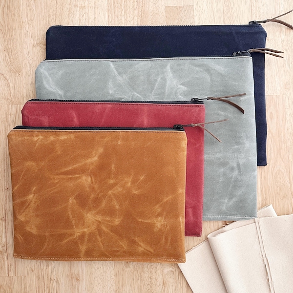 Waxed Canvas Padded Laptop Sleeve - MacBook Pro, Dell, HP, iPad Protective Case, Water Resistant