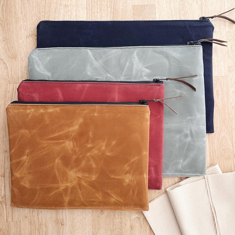 Waxed Canvas Padded Laptop Sleeve - MacBook Pro, Dell, HP, iPad Protective Case, Water Resistant image 1