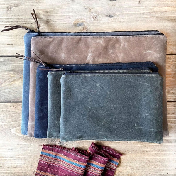 Laptop and Ipad Padded Sleeve Waxed Canvas Zippered Sleeve Pouch Case Holder Macbook Pro Computer