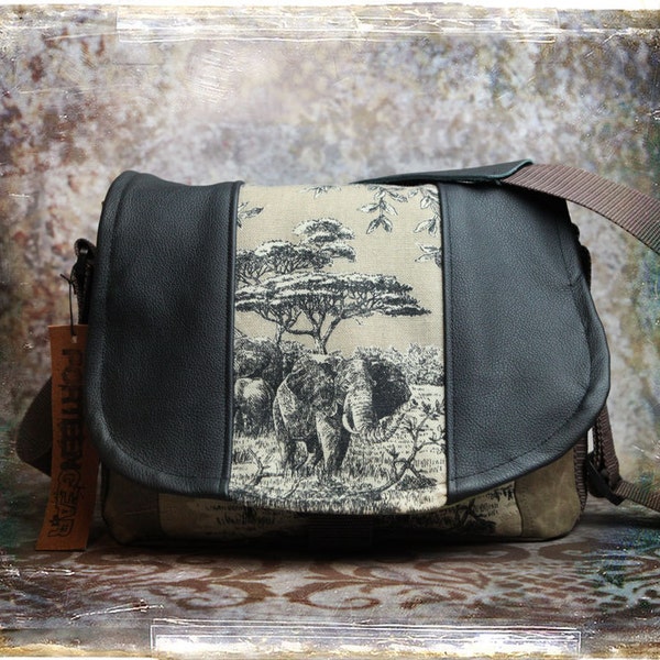 Leather Camera Bag - Elephant Tapestry Medium DSLR - IN STOCK