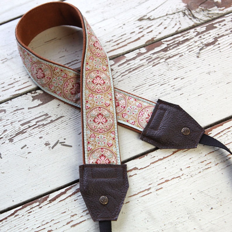 Handmade Leather and Suede Camera Strap Marie Antionette Style DSLR