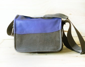 Purple Camera Bag MEDIUM Handmade Medium Leather Brown Distressed Satchel Bag