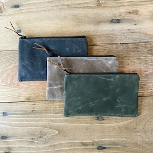 1 Estuche de lona encerada con cremallera para bolso, porta cámara y tarjeta