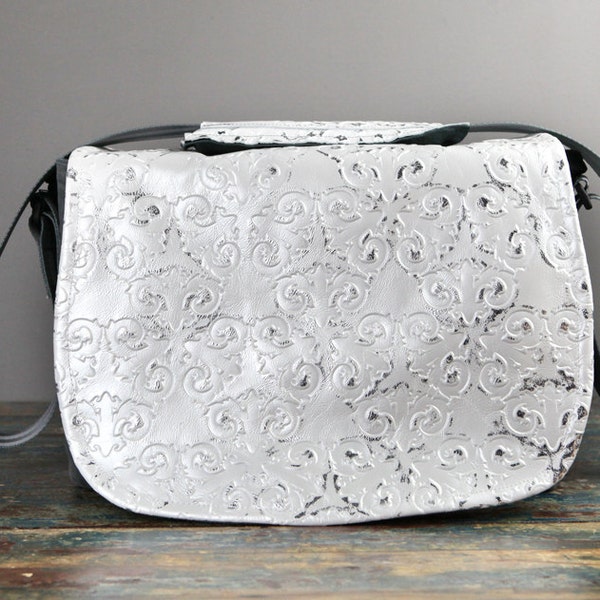 Large - IN STOCK -  White Wedding Photography Large sized Canvas and Leather DSLR Camera Bag