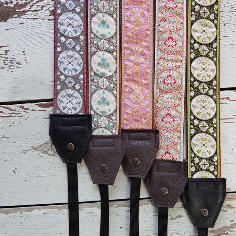 Handmade Leather and Suede Camera Strap Marie Antionette Style DSLR