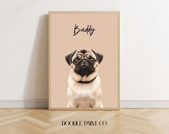 Digital Pet Portrait, Custom Pet Portrait, Pet Portrait From Photo, Dog Portrait, Custom Dog Portrait, Cat Portrait, Dog Mom Gift, Cat Mom