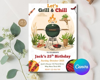 Faire-part d'anniversaire animé pour barbecue : Chill & Grill Party (numérique)
