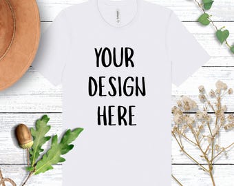 White Bella + Canvas 3001 T-Shirt Mock Up, Flat Lay Shirt Mockup, Instant Download