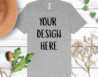 Athletic Heather Bella + Canvas 3001 T-Shirt Mock Up, Flat Lay Shirt Mockup, Instant Download