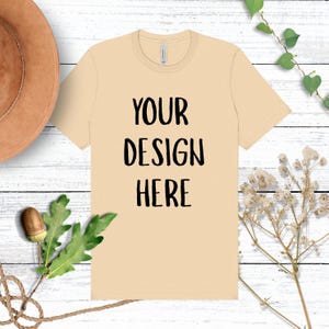 Soft Cream Bella + Canvas 3001 T-Shirt Mock Up, Flat Lay Shirt Mockup, Instant Download