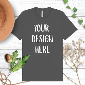 Asphalt Bella + Canvas 3001 T-Shirt Mock Up, Flat Lay Shirt Mockup, Instant Download