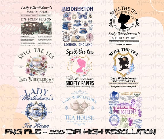 Spill The Tea Lady Whistledown's PNG, TV Show Png, Whistledown Style, Bridgerton Png, Bridgerton Fashion, Historical Drama Png