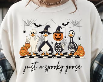 Just A Spooky Goose Svg, Funny Halloween Goose Svg, Goose In Halloween Costumes Sublimation, Cute Horror Svg, Spooky Goose Svg, Digital File