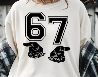 Meme Six Seven 6 7 Mani Divertenti Svg, Generazione Divertente, 67 Trendy Svg, Maglietta Regalo Sportiva, Six Seven Svg, File di Taglio per Cricut, Download Digitale