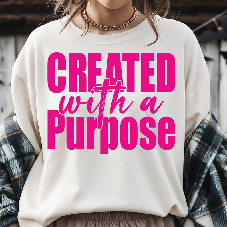 Created with a Purpose SVG, Christian Quote SVG, Minimalist Bible Verse, Sublimation Design, Self Love Svg,Easter Svg,Religious Svg,cut file