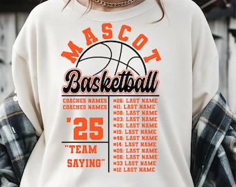 Basketball Roster Template Svg Png, Basketball Svg Png, Basketball Team Template Svg, Basketball Mom Svg, Svg Files For Cricut, Team Shirts