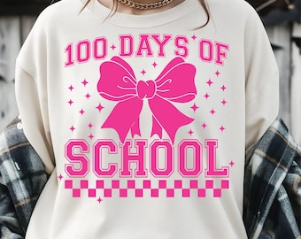 100 Days Of School Svg Coquette Bow Png, 100 Days Of School Coquette Bow Svg, Coquette Teacher Bow Png, 100 Days Shirt Design, Digital File