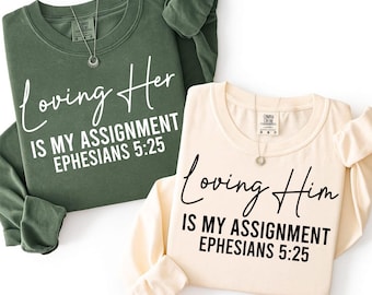 Christian Couples Svg File, Loving Her Loving Him Is My Assignment, Digital File, Sublimation, Couple Shirt, Couple Mug, Instant Download