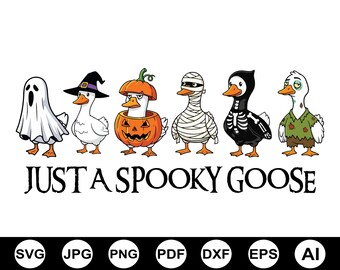 Just A Spooky Goose Tee, Halloween Goose Png Svg, Funny Halloween Svg, Spooky Goose Png, Sublimation, Fall Svg, Cut File For Cricut,Svg File