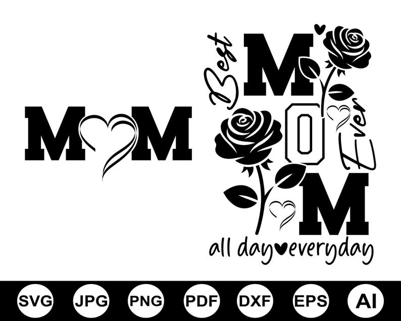 Best Mom Ever Svg Png, Funny Mom Svg, Cute Mama Svg, Vintage Mother Svg, Mothers Day Svg, Trendy, Gift For Mom, Cut File For Cricut, Clipart