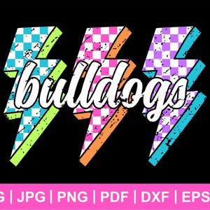 Retro Bulldogs, Bulldogs Svg, Checkered Svg, Sublimation, Game Day Svg, Bulldogs Shirt, Bulldogs Mascot Png, Neon Bulldogs Svg, Digital File
